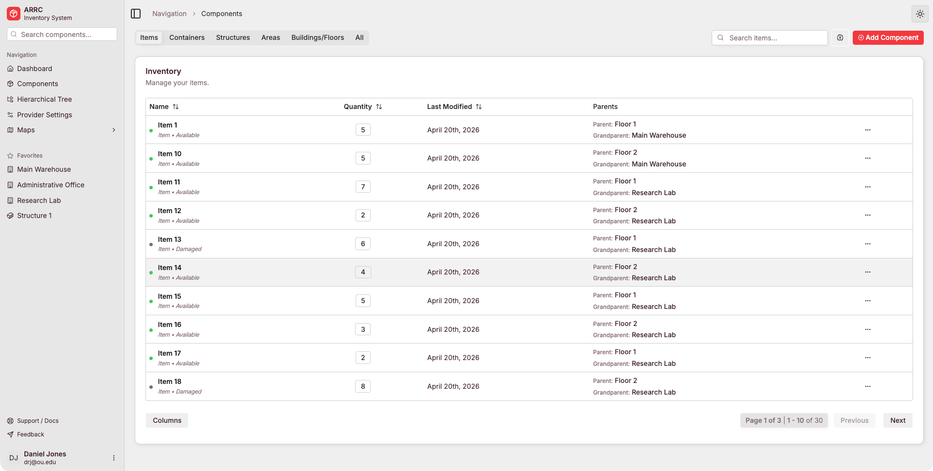 Asset List View (Light Mode)