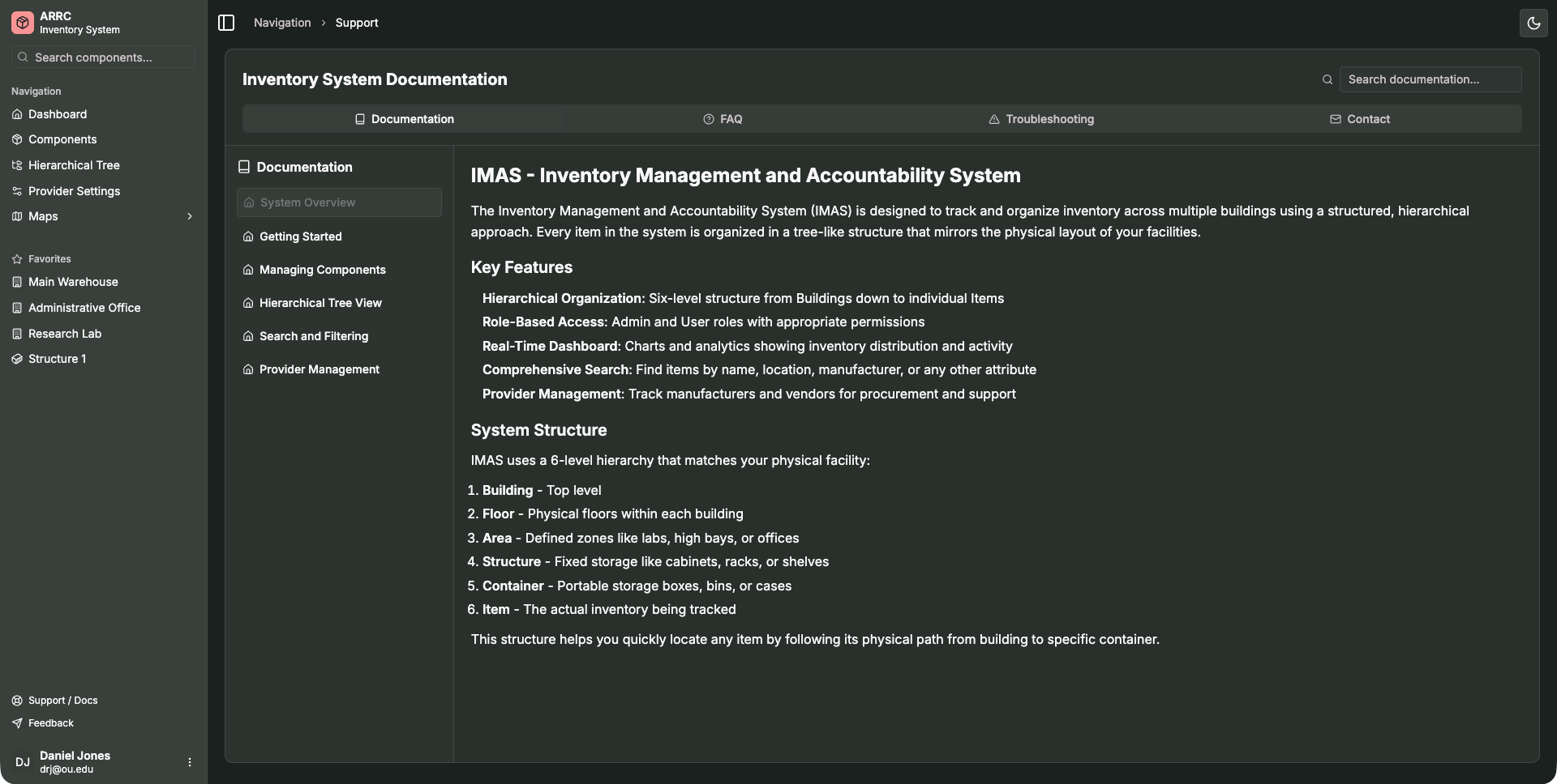 Documentation Integration (Dark Mode)