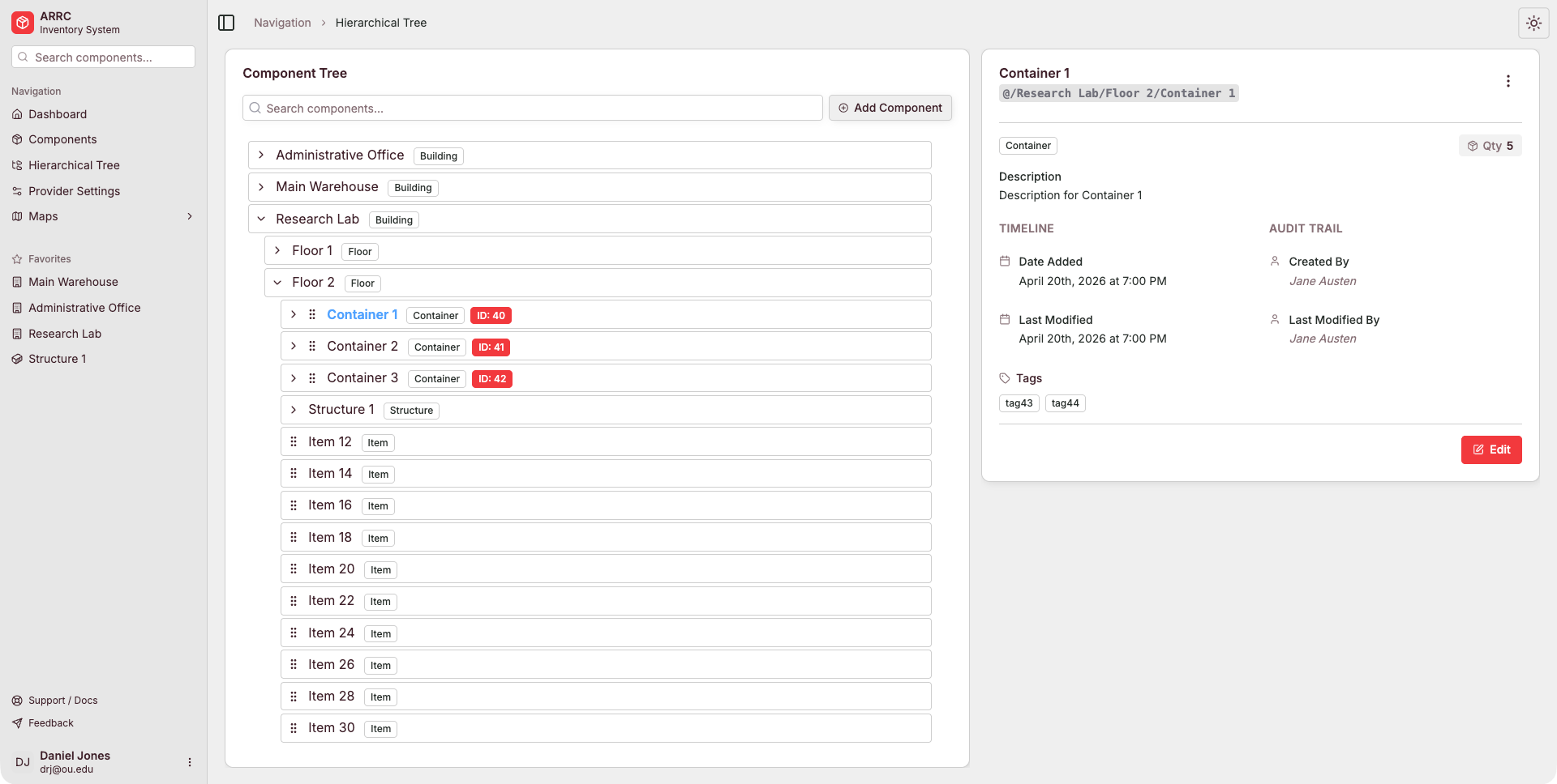 Hierarchical Tree View (Light Mode)